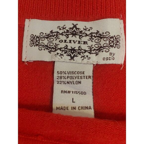 Oliver By Anthropologie Red Embellished Sparkly Holiday Sweater Sz L - Picture 6 of 6